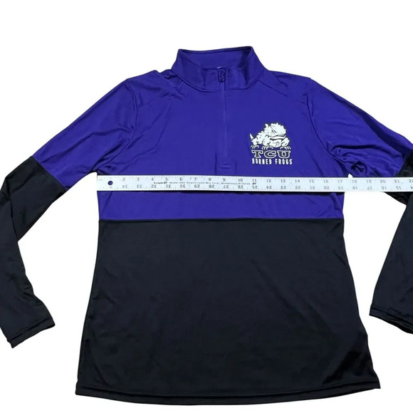 Texas Christian University TCU Horned Frogs Purple Black 1/4 Zip Pullover Size S - Picture 6 of 7